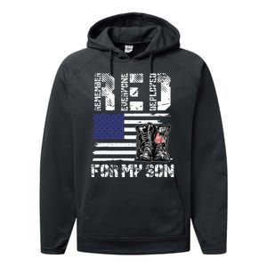 RED Friday For My Son Remember Everyone Deployed Military Performance Fleece Hoodie