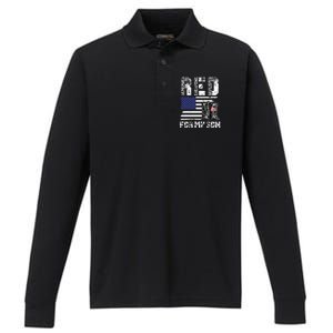 RED Friday For My Son Remember Everyone Deployed Military Performance Long Sleeve Polo