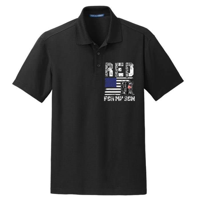 RED Friday For My Son Remember Everyone Deployed Military Dry Zone Grid Polo