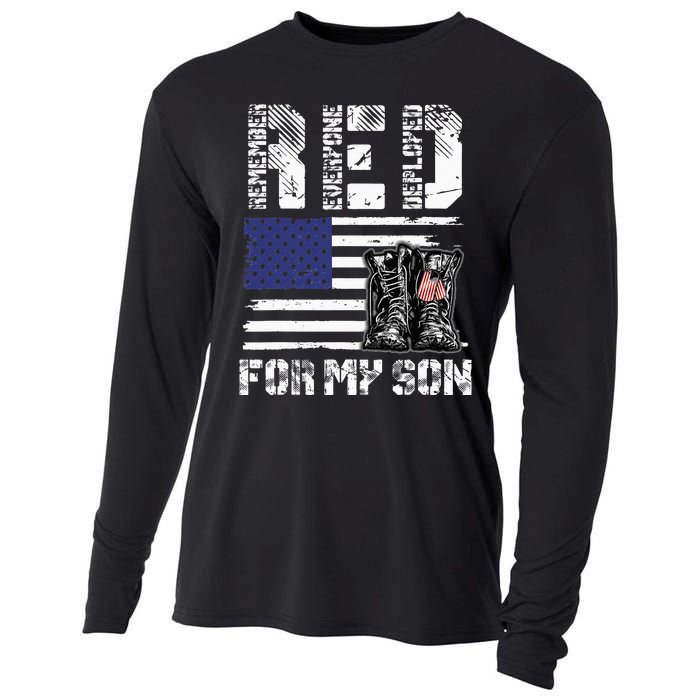 RED Friday For My Son Remember Everyone Deployed Military Cooling Performance Long Sleeve Crew