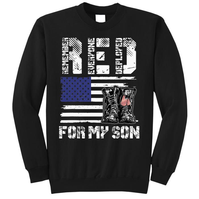 RED Friday For My Son Remember Everyone Deployed Military Tall Sweatshirt