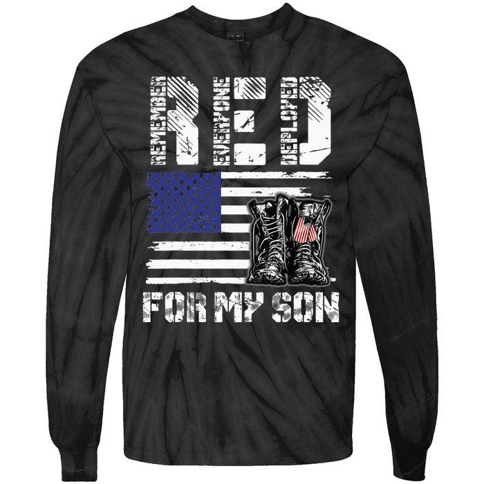 RED Friday For My Son Remember Everyone Deployed Military Tie-Dye Long Sleeve Shirt