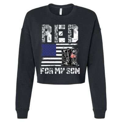 RED Friday For My Son Remember Everyone Deployed Military Cropped Pullover Crew