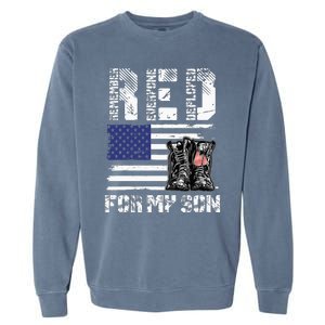 RED Friday For My Son Remember Everyone Deployed Military Garment-Dyed Sweatshirt