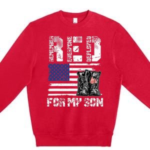 RED Friday For My Son Remember Everyone Deployed Military Premium Crewneck Sweatshirt