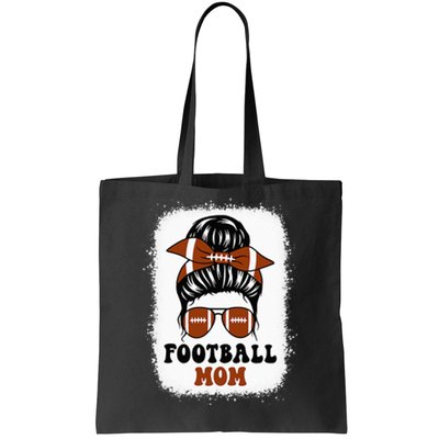 Retro Fantasy Football Mom Life Game Day Bleached Messy Bun Tote Bag