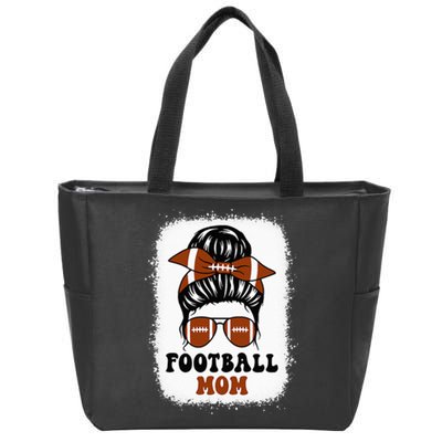 Retro Fantasy Football Mom Life Game Day Bleached Messy Bun Zip Tote Bag