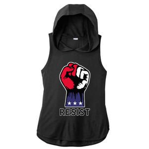 Resistance Fist Fight The Trump Agenda In Usa Ladies PosiCharge Tri-Blend Wicking Draft Hoodie Tank