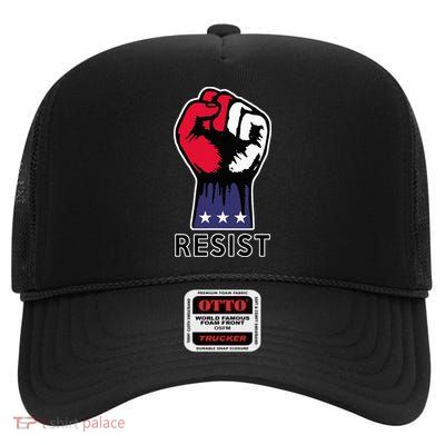Resistance Fist Fight The Trump Agenda In Usa High Crown Mesh Back Trucker Hat