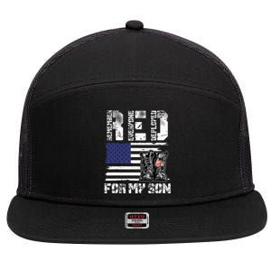 RED Friday For My Son Remember Everyone Deployed Military 7 Panel Mesh Trucker Snapback Hat