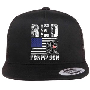 RED Friday For My Son Remember Everyone Deployed Military Flat Bill Trucker Hat