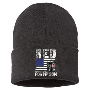 RED Friday For My Son Remember Everyone Deployed Military Sustainable Knit Beanie