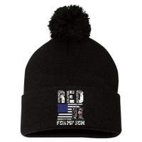 RED Friday For My Son Remember Everyone Deployed Military Pom Pom 12in Knit Beanie