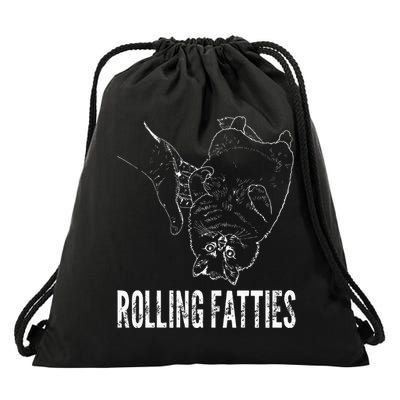 Rollin Fatties Funny Fat Kitty Cat Drawstring Bag