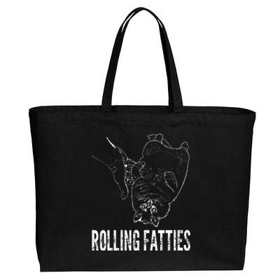 Rollin Fatties Funny Fat Kitty Cat Cotton Canvas Jumbo Tote