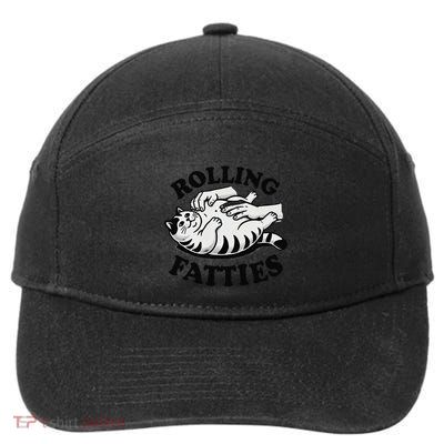 Rolling Fatties Funny Cat Design Pet Lover Humor 7-Panel Snapback Hat