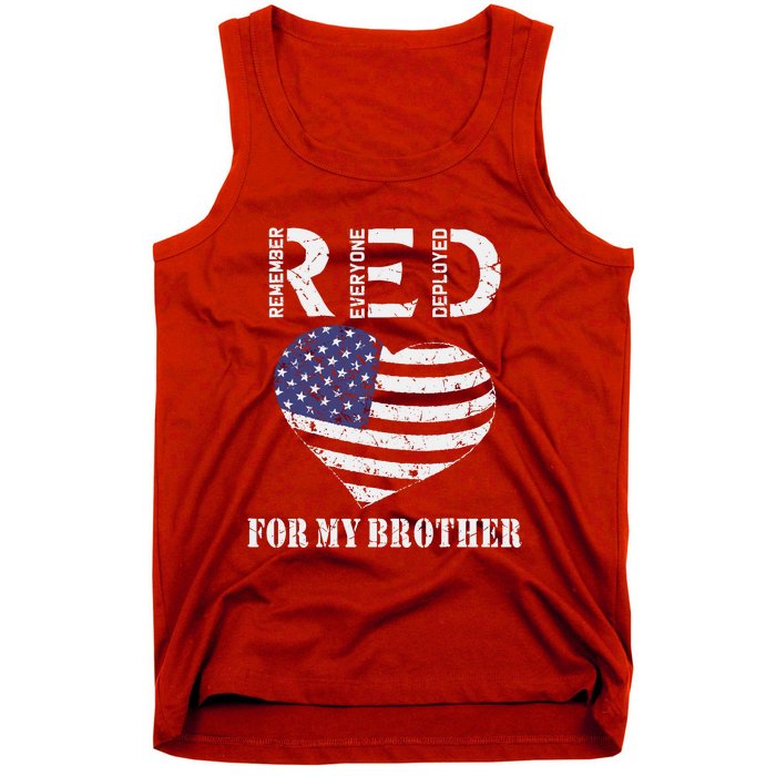 Red Friday For My Brother Remember Everyone Deployed Us Flag Tank Top