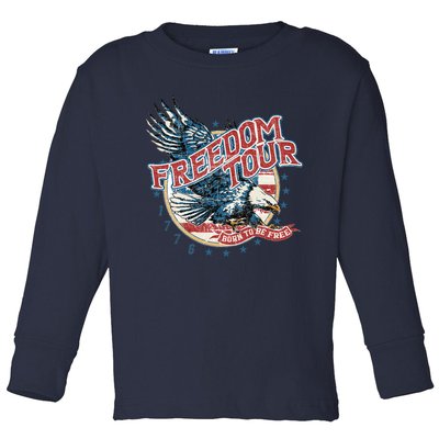 Retro Freedom Funny Since 1776 4th Of July Eagle Toddler Long Sleeve Shirt