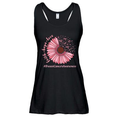 Ribbon Flower Faith Hope Love Breast Cancer Awareness Month Ladies Essential Flowy Tank