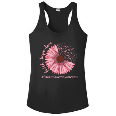 Ribbon Flower Faith Hope Love Breast Cancer Awareness Month Ladies PosiCharge Competitor Racerback Tank