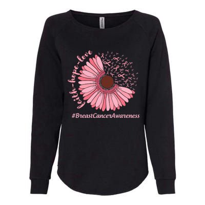 Ribbon Flower Faith Hope Love Breast Cancer Awareness Month Womens California Wash Sweatshirt