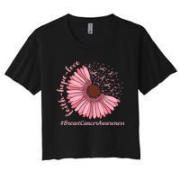 Ribbon Flower Faith Hope Love Breast Cancer Awareness Month Women's Crop Top Tee