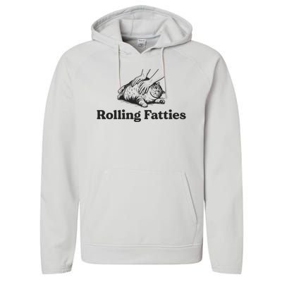 Rolling Fatties Funny Cat Lover Performance Fleece Hoodie