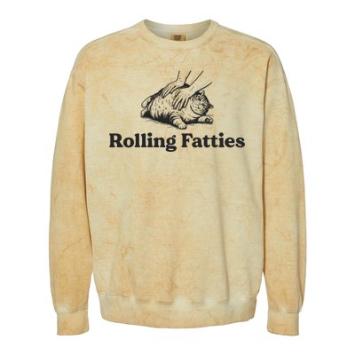 Rolling Fatties Funny Cat Lover Colorblast Crewneck Sweatshirt