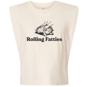 Rolling Fatties Funny Cat Lover Garment-Dyed Women's Muscle Tee