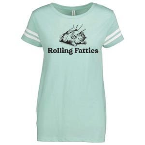 Rolling Fatties Funny Cat Lover Enza Ladies Jersey Football T-Shirt