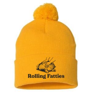 Rolling Fatties Funny Cat Lover Pom Pom 12in Knit Beanie