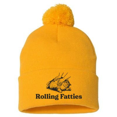 Rolling Fatties Funny Cat Lover Pom Pom 12in Knit Beanie