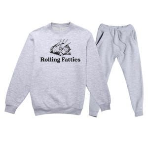 Rolling Fatties Funny Cat Lover Premium Crewneck Sweatsuit Set