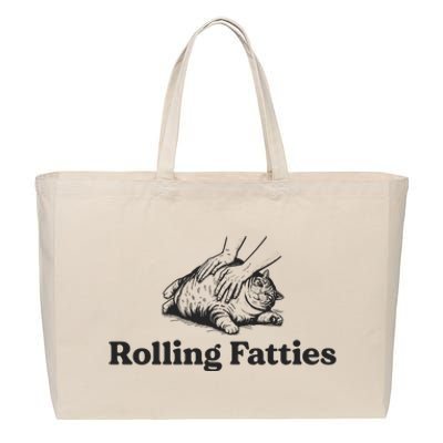 Rolling Fatties Funny Cat Lover Cotton Canvas Jumbo Tote