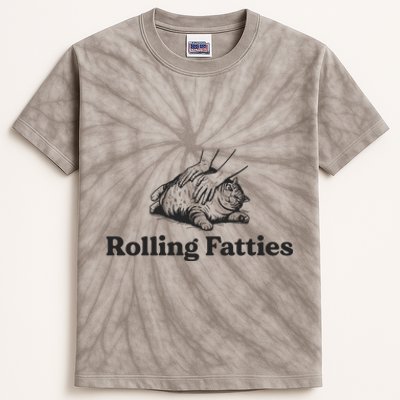 Rolling Fatties Funny Cat Lover Kids Tie-Dye T-Shirt