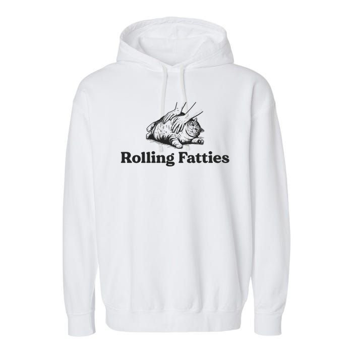 Rolling Fatties Funny Cat Lover Garment-Dyed Fleece Hoodie