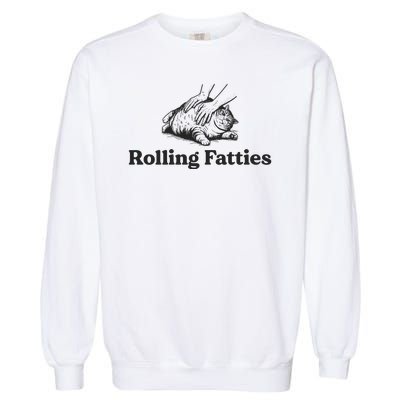 Rolling Fatties Funny Cat Lover Garment-Dyed Sweatshirt