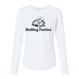 Rolling Fatties Funny Cat Lover Womens Cotton Relaxed Long Sleeve T-Shirt