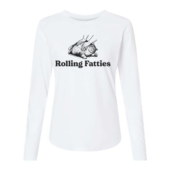 Rolling Fatties Funny Cat Lover Womens Cotton Relaxed Long Sleeve T-Shirt