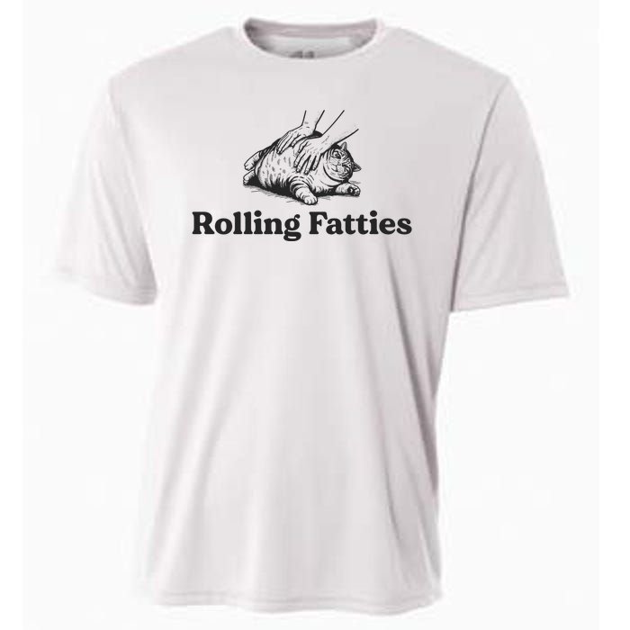 Rolling Fatties Funny Cat Lover Cooling Performance Crew T-Shirt