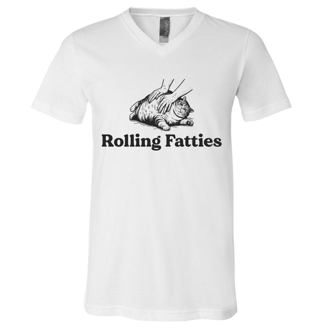 Rolling Fatties Funny Cat Lover V-Neck T-Shirt