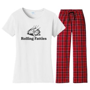 Rolling Fatties Funny Cat Lover Women's Flannel Pajama Set