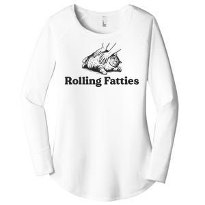 Rolling Fatties Funny Cat Lover Women's Perfect Tri Tunic Long Sleeve Shirt