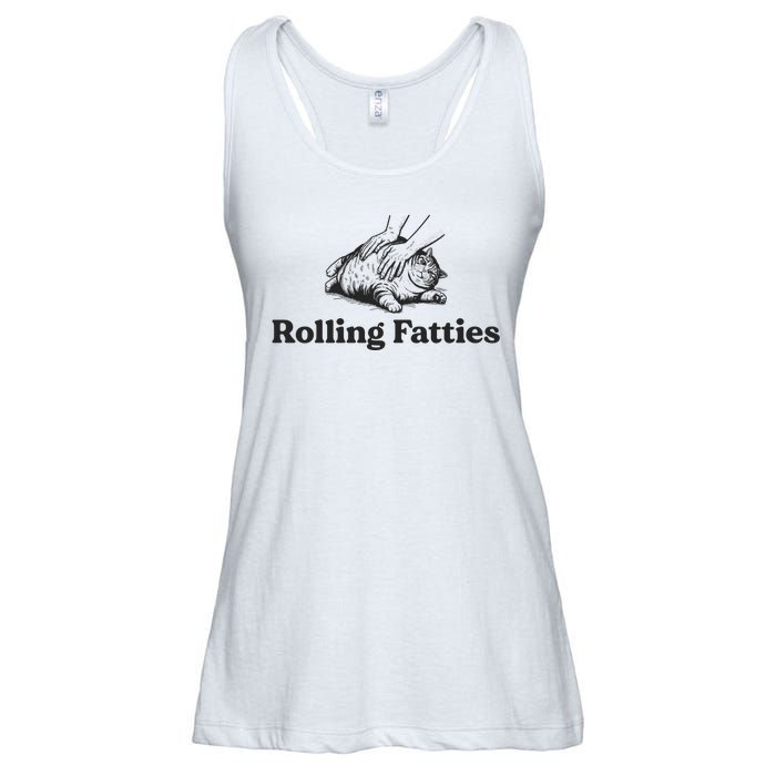 Rolling Fatties Funny Cat Lover Ladies Essential Flowy Tank