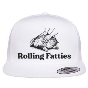 Rolling Fatties Funny Cat Lover Flat Bill Trucker Hat