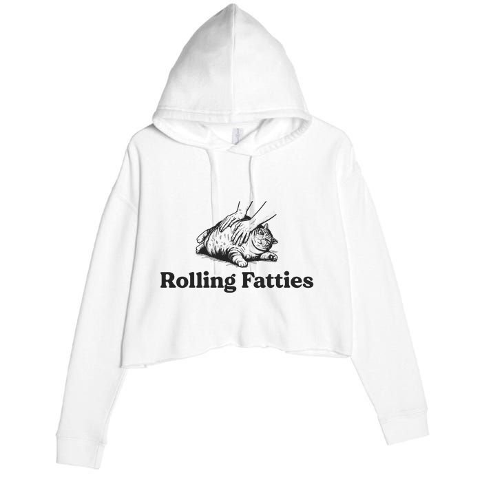 Rolling Fatties Funny Cat Lover Crop Fleece Hoodie