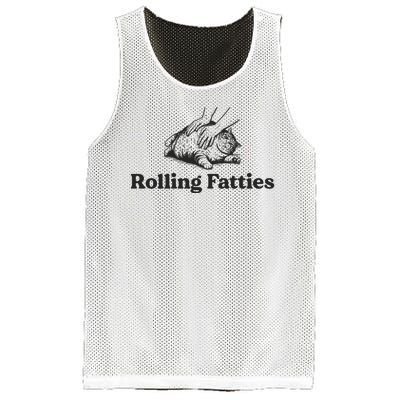 Rolling Fatties Funny Cat Lover Mesh Reversible Basketball Jersey Tank