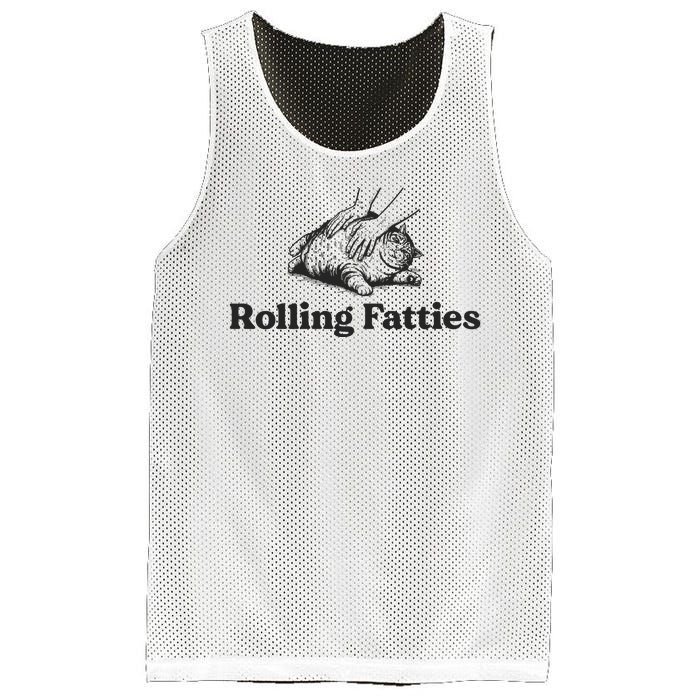 Rolling Fatties Funny Cat Lover Mesh Reversible Basketball Jersey Tank