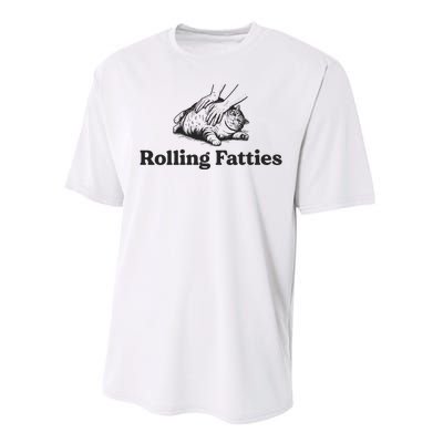 Rolling Fatties Funny Cat Lover Performance Sprint T-Shirt