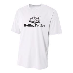 Rolling Fatties Funny Cat Lover Youth Performance Sprint T-Shirt